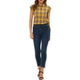 thumbnail image 2 of DARING DIVA Women's Summer Plaid Short Sleeves Button Down Shirts M Yellow, 2 of 6