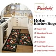 thumbnail image 4 of Kitchen Rugs and Mats Non Skid Washable Set of 2,Boho Floral Modern Farmhouse Bohemian Kitchen Runner Rugs with Rubber Backing for Kitchen Decor and Accessories (Black 17"x47"+17"x30"), 4 of 6