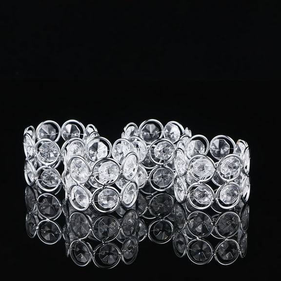 Raindrops Sparkly Crystal Napkin Rings for Party Tableware Decor 4 Pcs Silver Glass and Metal