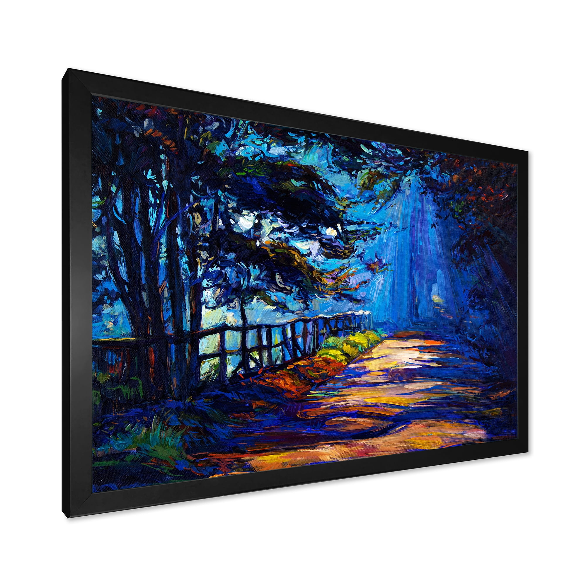 Designart 'Park Road In The Afternoon Shadows' Lake House Framed Art Print