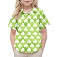 thumbnail image 1 of Blusa y camisa de manga corta con cuello vuelto, moderna e informal, con estampado del Día de San Patricio, con bolsillo, para uniforme escolar, para niños y niñas de 2 a 15 años., 1 of 7