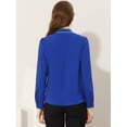 thumbnail image 4 of INSPIRE CHIC Chemise de la Saint-Valentin pour Femme à Col Noué, à Manches Longues, Boutonnée, à Couleurs Contrastées, Bleu Royal G, 4 of 5