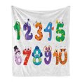 thumbnail image 1 of Number Soft Flannel Fleece Throw Blanket, Math Signs as Funny Characters Monsters Giraffe Snake Childish Cartoon, Cozy Plush for Indoor and Outdoor Use, 70" x 90", Multicolor, by Ambesonne, 1 of 6