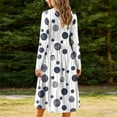 thumbnail image 6 of Edvintorg Womens Casual Dress Fashion Printed Crew Neck Long Sleeve Loose Midi Dresses Womens Clothing S-2XL Blue, 6 of 7