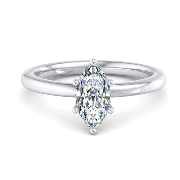 Eloya Jewelry 1.7 Ct Marquise Cut Moissanite Ring - 14K White Gold Plated Engagement Ring - Women's Wedding Jewelry - Classic Solitaire Style - Great for Anniversaries and Engagements
