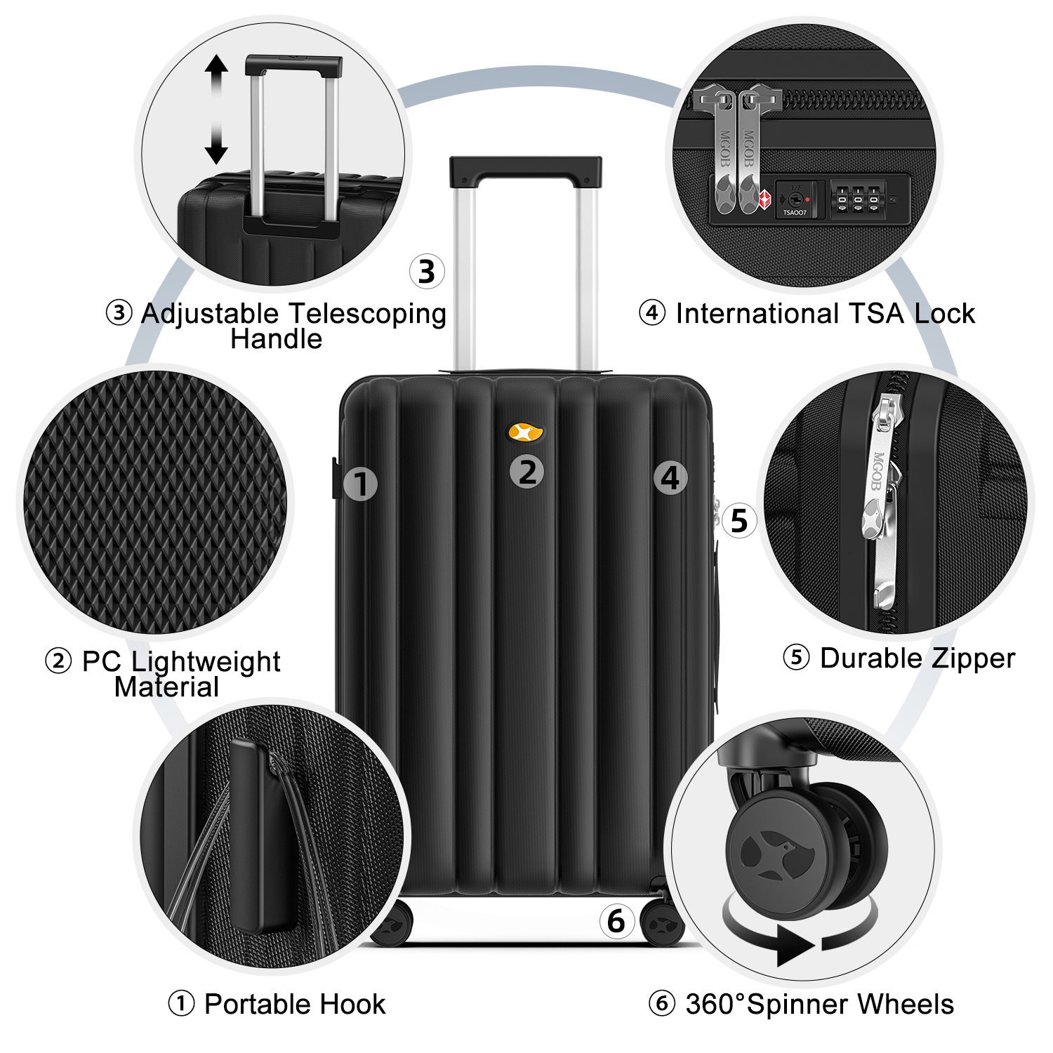24 Inch Checked Luggage Airline Approved, Frosted Hardside Suitcase with 360° Spinner Wheels & TSA Lock, Hard Shell PC Lightweight Suitcase for Travel with Aluminum Handle