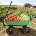 thumbnail image 2 of FENGFAN Poly Steel Frame Garden Cart with Folding Grass Green 10 Inch Pneumatic Tire 300 Lb Capacity 55L Heavy Duty, 2 of 10