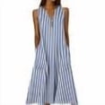 thumbnail image 7 of Snorda Women's Striped Dress Summer Round Neck Sleeveless Striped Solid Color Casual Dress Flowy Sundress Ideal for Daily Wear Beach Vacation & Party, 7 of 7