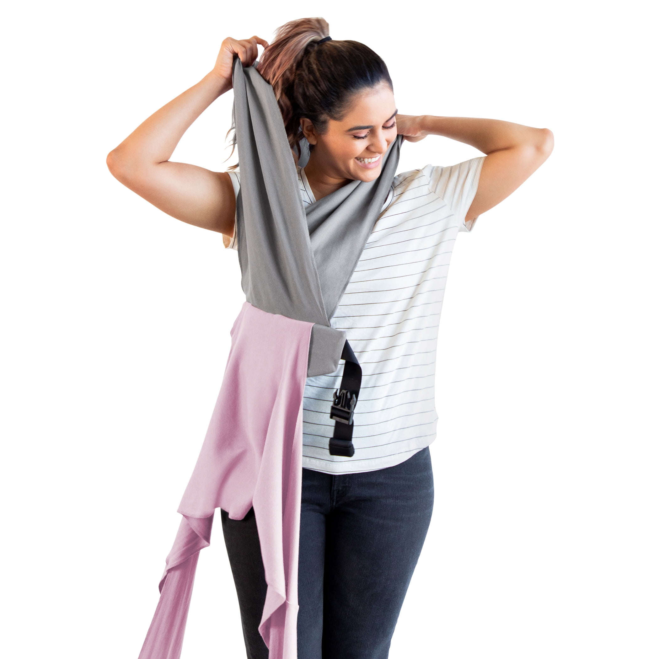 MOBY Wrap Easy Wrap Carrier Breathable Cotton Baby Wrap Hands-Free Convenience Newborns Dusty Rose