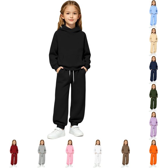 Bigetiay Kids 2 Piece Outfits Long Sleeve Hoodie Sweatpant for Boys Neck Sweatshirt with Jogger Set Fall Winter Outfit, Size 8-9
