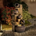thumbnail image 2 of Magic Union 39.3" Tall Outdoor Water Fountain Garden Waterfalls Fountain with LED Lights 5 Tier Modern Indoor/Outdoor Floor Standing Water Fountain with Pump for Garden, Patio, House Decor,Brown, 2 of 8