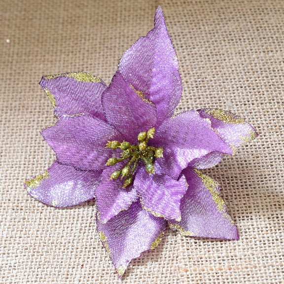 HONMEET 1 Pack of Purple Christmas Ornaments with Fake Flowers for Hotel Decoration and Xmas Tree Decor