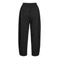 thumbnail image 7 of WERYOUNG Women Elastic Waist Barrel Leg Pants Cropped Solid Color Soft Knit Side Pockets Casual Trousers Streetwear Loungewear Daily Pants Comfortable Bottom L, 7 of 7