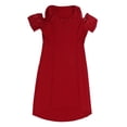 thumbnail image 2 of Vestido de encaje con dobladillo asimétrico cuello redondo moda color liso dobladillo irregular vestido largo talle alto hombros descubiertos para la vida diaria para niña ANGGREK Otros, 2 of 8