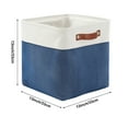 thumbnail image 4 of Tegance 13x13 Storage Cubes Baskets 4 Pack Fabric Cube Storage Bins Large Storage Baskets with Leather Handles,Decorative Storage Boxes for Organizing Shelves(WhiteBlue), 4 of 10