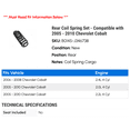 thumbnail image 2 of Rear Coil Spring Set - Compatible with 2005 - 2010 Chevy Cobalt 2006 2007 2008 2009, 2 of 2