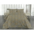 thumbnail image 2 of Ambesonne Royal Quilted Coverlet 2 Pcs, Abstract Modern Floral Stripe, Twin Size, Dark Mustard Amber, 2 of 4