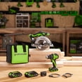 thumbnail image 6 of Greenworks 24V Cordless Brushless 400 in-lbs Drill/Driver + 6.5" Circular Saw, 4,800 RPM, Cutting Depth 45°/90° ,w/(2) 2.0Ah USB-C Batteries,12000mAh Power Bank and 65W 3-Port USB-C Fast Charger, 6 of 20