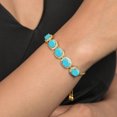 thumbnail image 3 of Gem Stone King 18K Yellow Gold Plated Silver Green Turquoise Tennis Bracelet for Women (8.55 Cttw, Oval 9X7MM, Gemstone Birthstone, Fully Adjustable up to 9 inch), 3 of 3