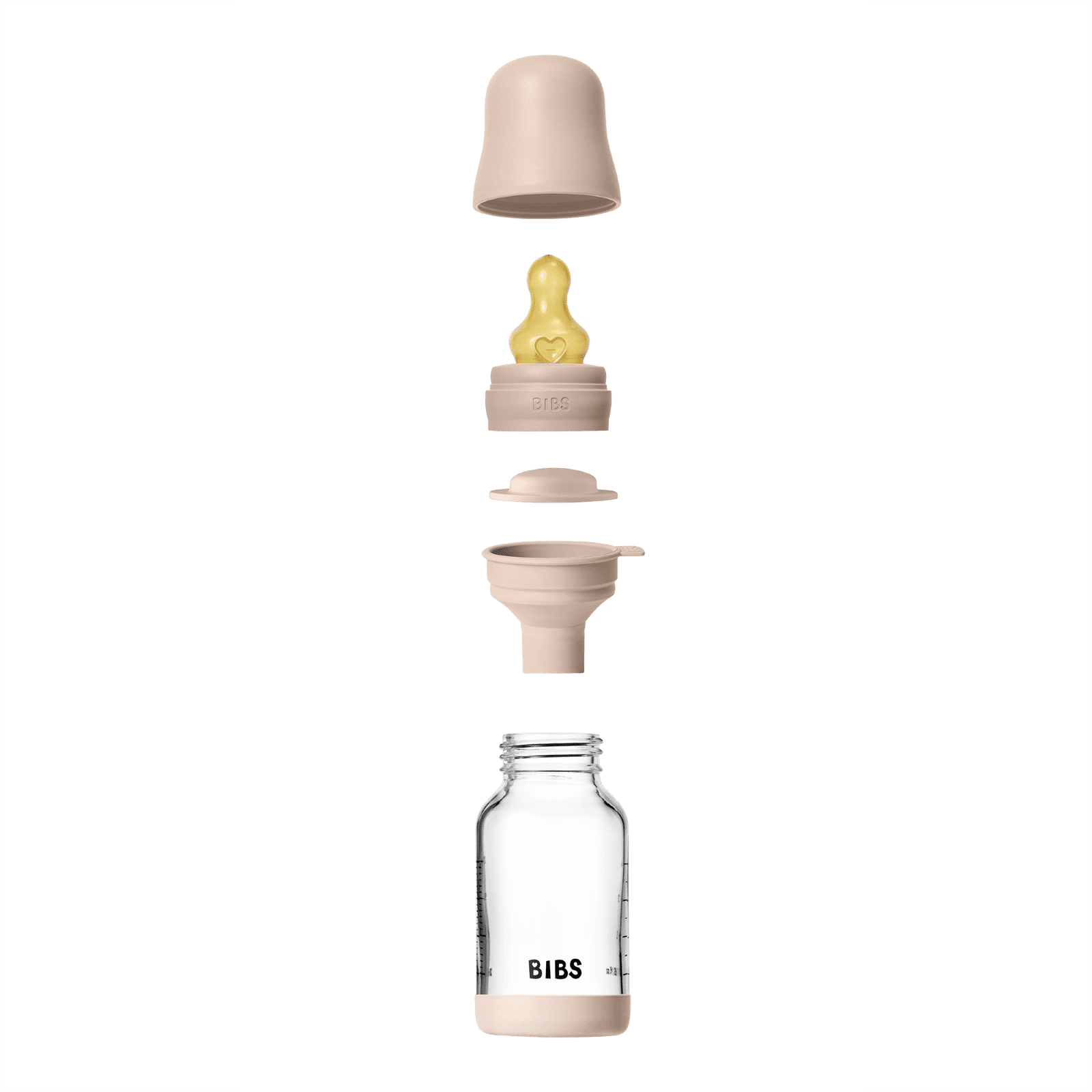 BIBS Glass Baby Bottle with Slow Flow Latex Nipple, 4 oz, Blush, 1 Each