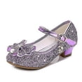 thumbnail image 1 of Zapatos de princesa para niñas, Nudo de mariposa, lentejuelas de tacón alto, antideslizantes, zapatos de fiesta de rendimiento, zapatos de cuero de cristal para niños, 1 of 3