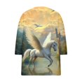 thumbnail image 5 of Xdegoge Tunic Top for Women V Neck Half Sleeve Casual Fantasy Novelty Everyday Wear Loose Fit Pegasus Winged Horse Landscape Graphic Print Lightweight Flowy Soft Summer Spring Tops, 5 of 5