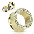 thumbnail image 1 of Vis Double Évasée Plaquée Or avec CZ Gems - 6 Gauge à 1 Pouces, 1 of 6