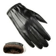 thumbnail image 4 of dianhelloya Men Gloves Solid Color Full Finger Thickened Plush Lining Faux Leather Coldproof Riding Driving Gloves Cycling Supplies 1 Pair Black, 4 of 7
