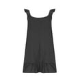 thumbnail image 4 of Women 2024 Summer Women's Fallow Solid Color Fallow Loose Flounce Camisole Dresses Short Sleeve Ruffle Hem Split Beach Midi Dresses Avalible in Plus Size, 4 of 5