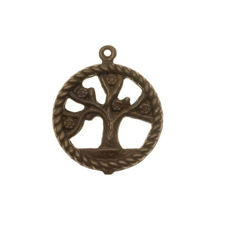 Vintaj Natural Brass Tree Of Life Circle Pendant Charm 20x24mm (1)