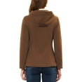 thumbnail image 3 of Unique Bargains Women's Winter Outwear Hooded Zip Up Button Toggle Pea Coat L Dark Brown, 3 of 6