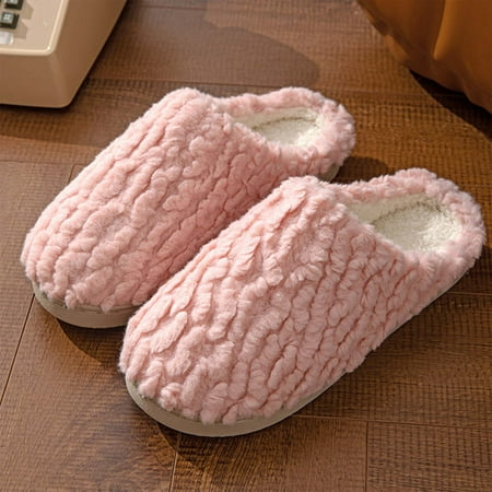 

Winter Padded Plush Thickened Cotton Velvet Home Cotton Slippers Men And Women Warm Thickened Indoor Non-slip Couple Cotton Shoes Menrkoo