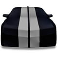 thumbnail image 5 of Black Car Cover, Universal Sun Rain Snow Protection, Indoor Cover Full Dust Protecton Black with Gray Stripes, 5 of 6