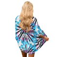 thumbnail image 5 of Trendfront Womens Tie Dye Kimono Cardigan Short Sleeve Open Front Lightweight Loose Fit Casual Summer Beach Vacation Layering Cover Up, 5 of 9