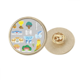 thumbnail image 1 of La atracción turística de Hong Kong, China Broche de oro metálico circular, 1 of 3
