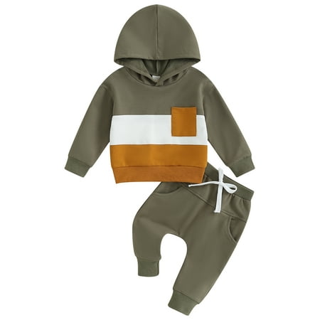 

Wallarenear Baby Boys Hoodie Sweatsuit Tracksuit Patchwork Sweatshirt Tops Jumper Trouser