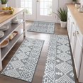 thumbnail image 2 of Gray Geometric Diamond Striped Pattern Kitchen Rugs Sets Of 3,Kitchen Runner Rugs Non Skid Washable,Decorative Kitchen Floor Mats for Kitchen,Sink,Laundry,17"x30"+ 17"x47" + 17"x59", 2 of 6