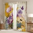 thumbnail image 2 of Homewish Rustic Flower Floral Black Out Curtains,Vintage Graffiti Curtains Pack of 2 (42x63 Each),Purple Orange Bedroom Curtains For Kids,Super Cozy Room Decor, 2 of 6