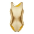 thumbnail image 2 of vastwit Kids Girls Glittery Ballet Dance Leotard Sleeveless Open Back Gymnastic Bodysuit Gold 5-6, 2 of 7