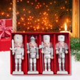 thumbnail image 5 of FVDPWYE Set of 4 Wooden Christmas Nutcracker Handcrafted Sturdy for Table Display Lightweight Xmas Gift Collection Desktop Decoration Silver 12cm, 5 of 7