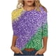 thumbnail image 2 of Xuyuer 2025 Womens 3/4 Sleeve Tops Mardi Gras and Christmas Costumes Fashion Round Neck Blouse, 2 of 6