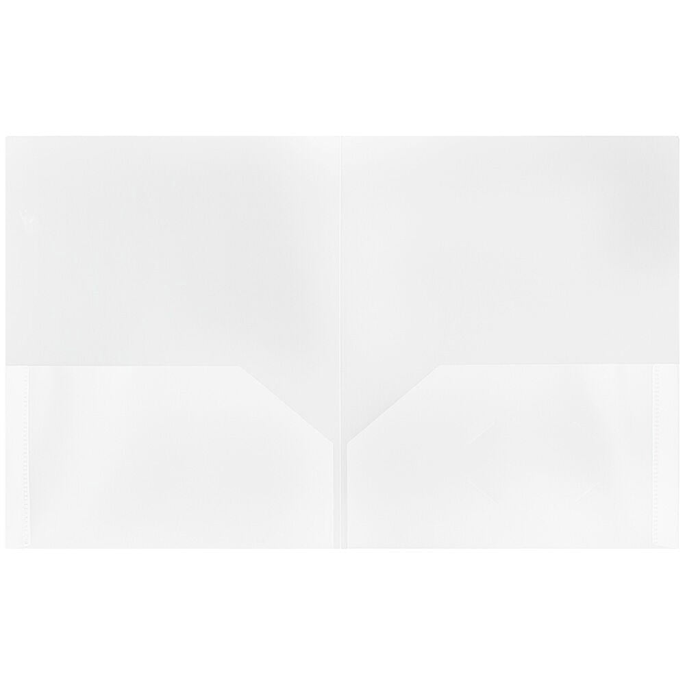 JAM Paper Plastic 2 Pocket POP Folders, School Folders, Clear, Bulk 48/Pack