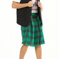 thumbnail image 3 of SWSMCLT Men's Halloween Kilt Mardi Gras Scottish Pleated Midi Irish Skirt Kilt Party Cotton Vintage Light Green Small, 3 of 5