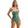 thumbnail image 4 of Women Sexy Tummy Control One Piece Swimsuit Halter Retro Bathing Suit, 4 of 11