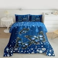 thumbnail image 2 of Manfei Cute Butterfly Queen Comforter Set,Chic Diamond Bedding Sets,Blue Glitter Print Bedding Comforter Set For Girls,Luxury Bedroom Decor,3pcs, 2 of 8