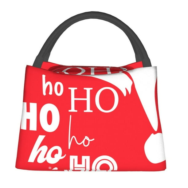 Fotbe Saying Ho Ho Ho Bolsa Térmica Portátil con Estampado, Bolsa de Entrega de Alimentos Aislada, Bolsa Reutilizable de Gran Capacidad para Comidas y Supermercado