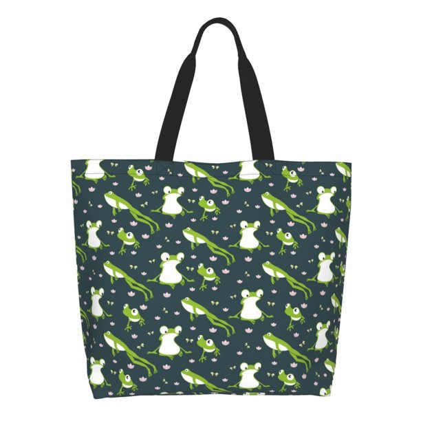 Disketp Green Frogs Bolsa Tote Estampada para Mujer, Bolso de Hombro y de Mano para Compras y Viajes