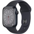 thumbnail image 2 of Restored Apple Watch Series 8 (GPS, 45 mm) Midnight Aluminum Case with Midnight Sport Band Bundle 5 Bonus Bands, Charging Stand, Screen Protector, & 2 amp charger (Refurbished), 2 of 14