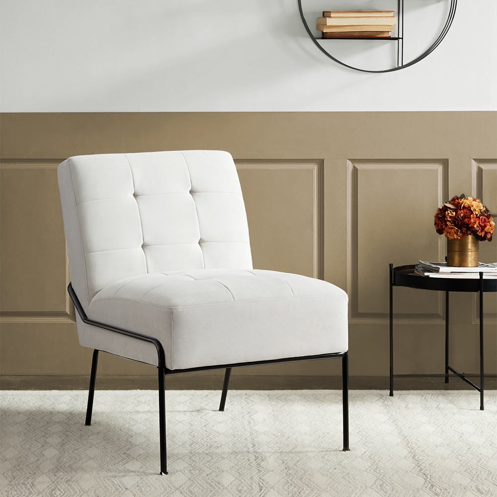 Armless Tufted Accent Chair with metal frame