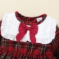 thumbnail image 5 of Newborn Baby Girls Clothes Baby Girls Dress Newborn Girls Long Sleeve Round Neckline Plaid Dress with Hat Red 0-3 Months, 5 of 8